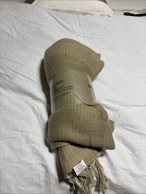 Mark & Graham Beige Knit Throw Blanket/shawl. NWT